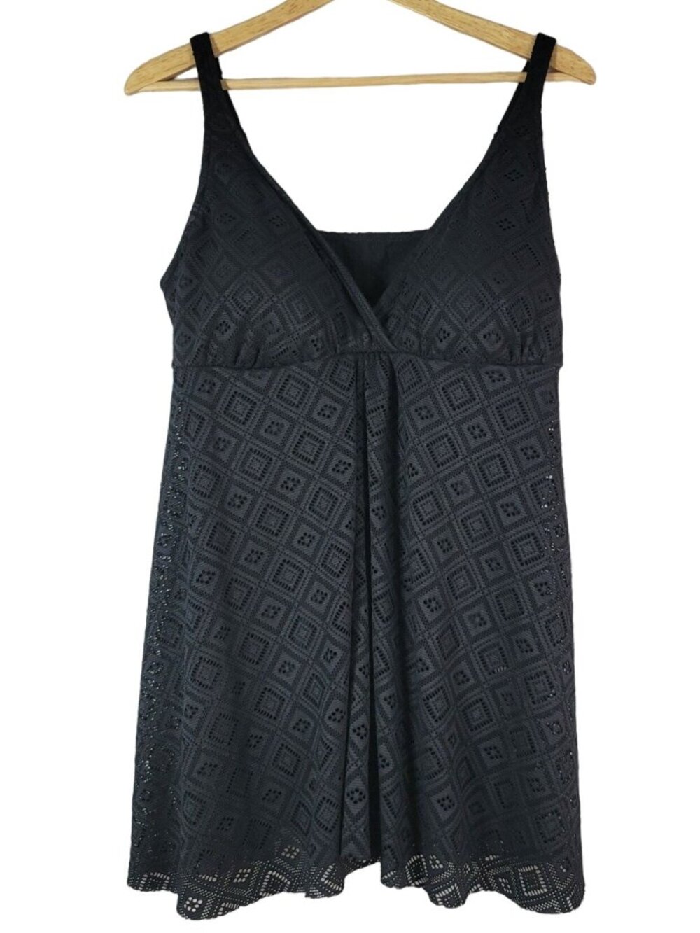 A&H Sportswear Womens Swim Dress Black Plus 22W Crochet Adj Padded One Piece